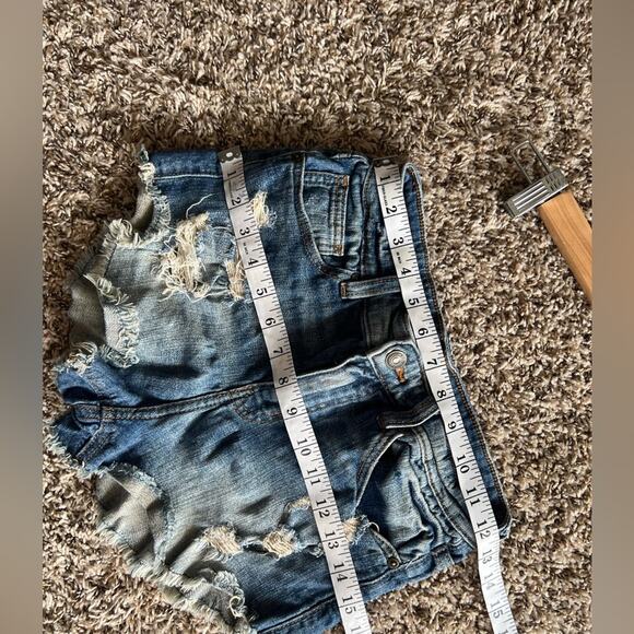 Distressed Blue Denim Shorts - Picture 5 of 7